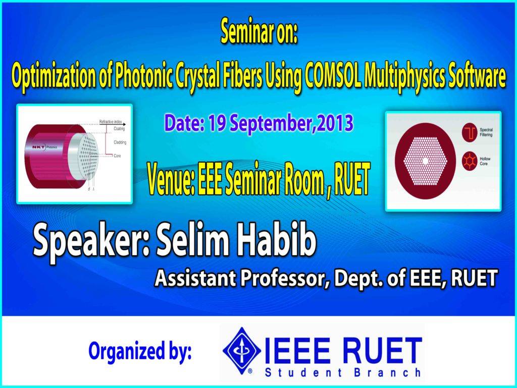 Seminar on: Optimization of Photonic Crystal Fibers Using COMSOL Multiphysics Software
